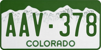 CO license plate AAV378