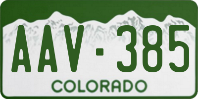 CO license plate AAV385