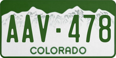 CO license plate AAV478
