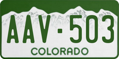 CO license plate AAV503