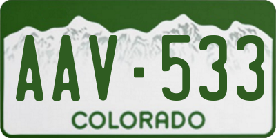 CO license plate AAV533