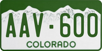 CO license plate AAV600