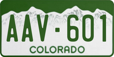 CO license plate AAV601