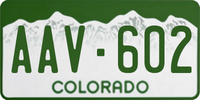 CO license plate AAV602