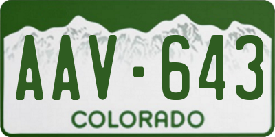 CO license plate AAV643