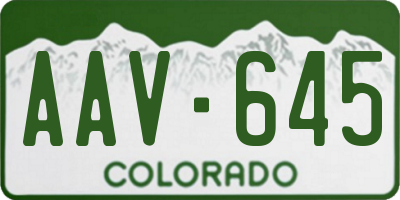 CO license plate AAV645