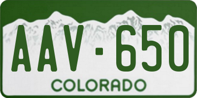 CO license plate AAV650