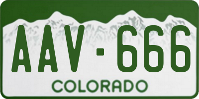 CO license plate AAV666