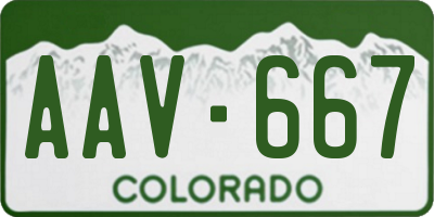 CO license plate AAV667