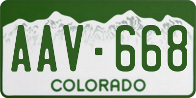 CO license plate AAV668