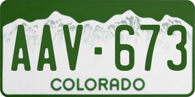 CO license plate AAV673