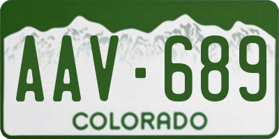 CO license plate AAV689