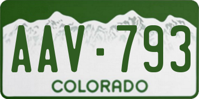 CO license plate AAV793