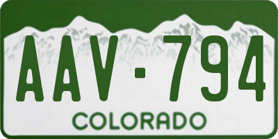 CO license plate AAV794