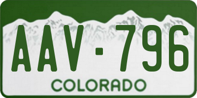 CO license plate AAV796