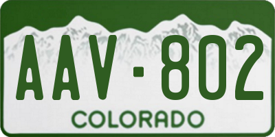 CO license plate AAV802
