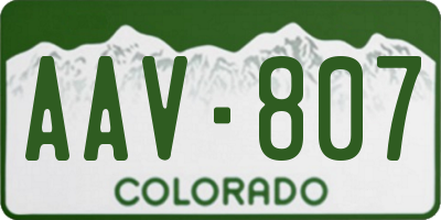 CO license plate AAV807