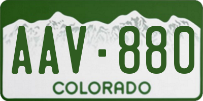 CO license plate AAV880
