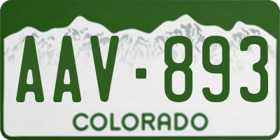 CO license plate AAV893