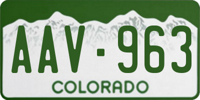 CO license plate AAV963