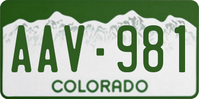 CO license plate AAV981