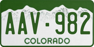 CO license plate AAV982