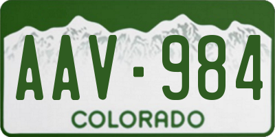 CO license plate AAV984