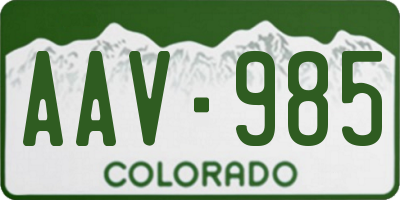 CO license plate AAV985