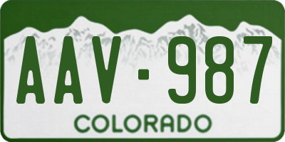 CO license plate AAV987