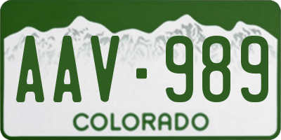 CO license plate AAV989