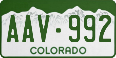 CO license plate AAV992