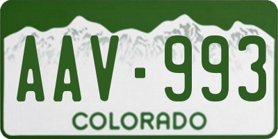 CO license plate AAV993