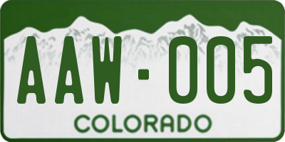 CO license plate AAW005