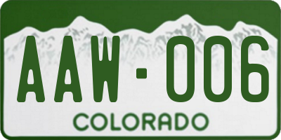 CO license plate AAW006