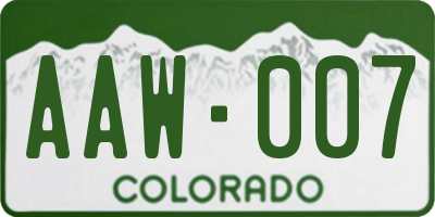 CO license plate AAW007
