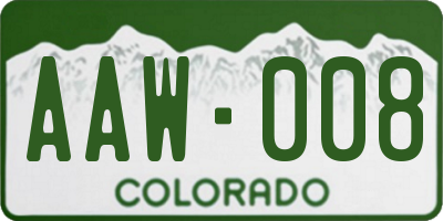 CO license plate AAW008