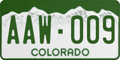 CO license plate AAW009