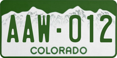CO license plate AAW012