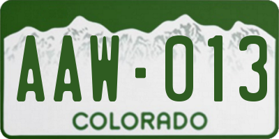 CO license plate AAW013