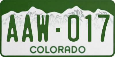 CO license plate AAW017