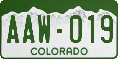CO license plate AAW019