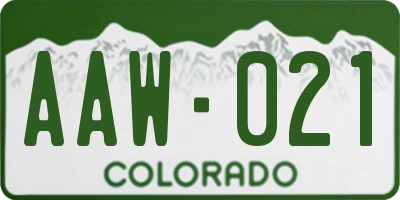 CO license plate AAW021
