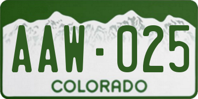CO license plate AAW025