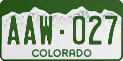 CO license plate AAW027