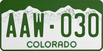 CO license plate AAW030