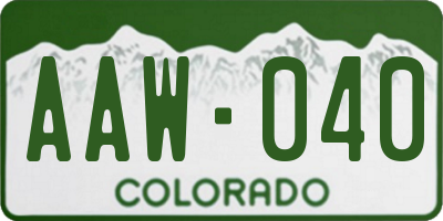 CO license plate AAW040