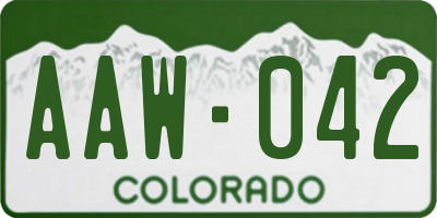 CO license plate AAW042