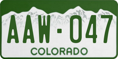 CO license plate AAW047