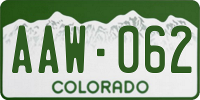 CO license plate AAW062