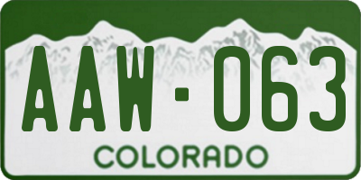 CO license plate AAW063
